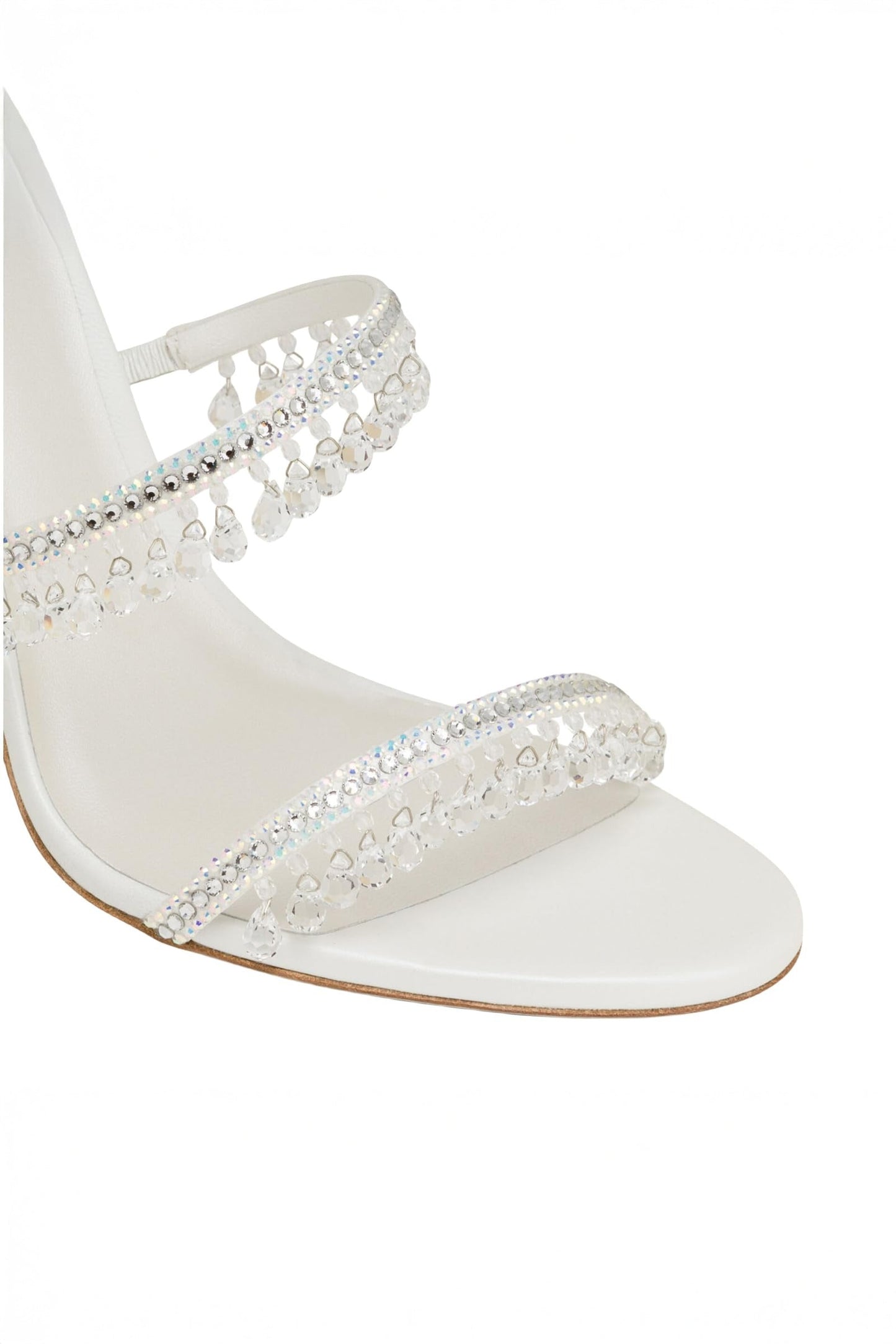Beaded Wrap Strap High Heel Sandals - White