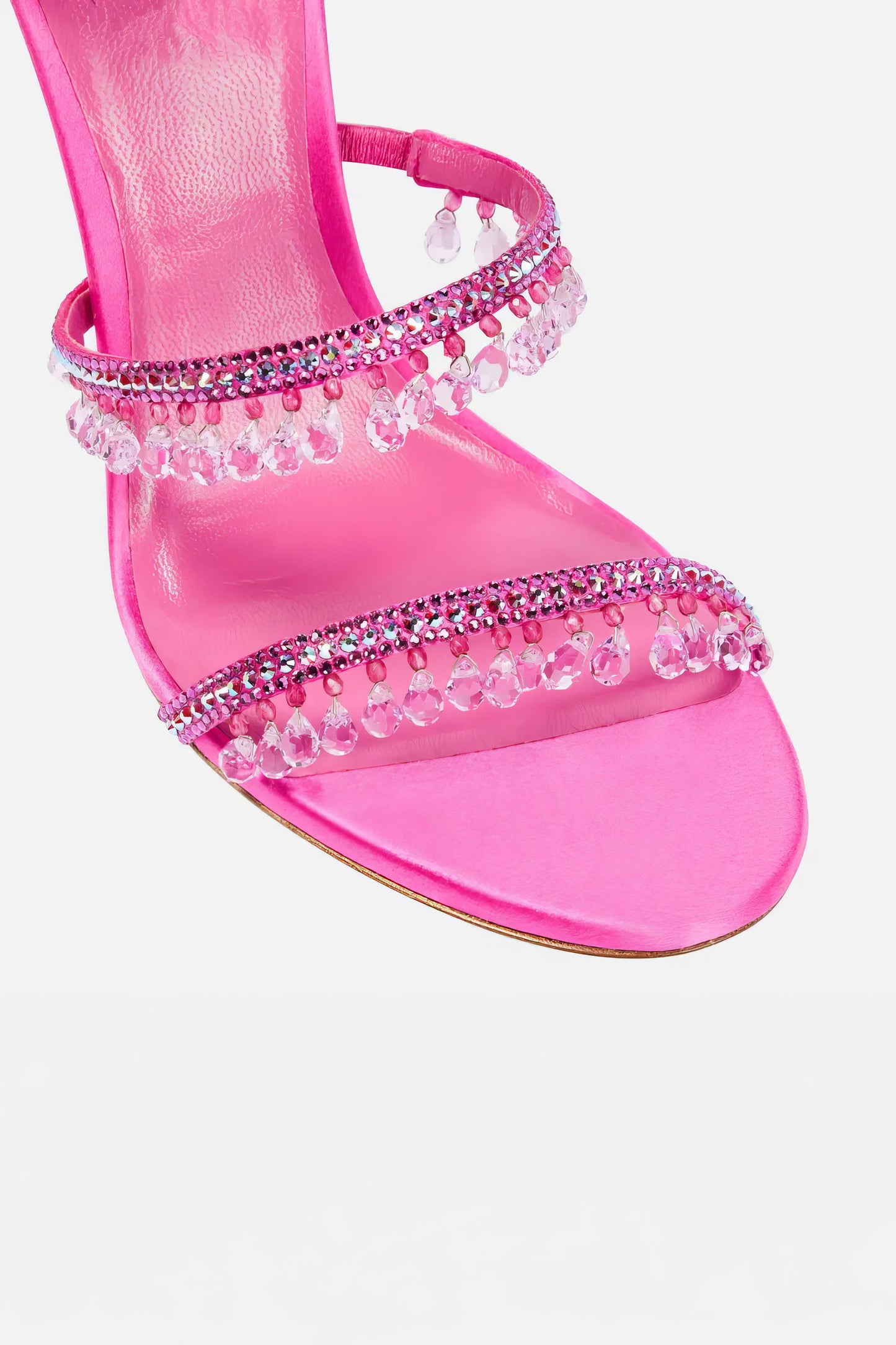 Beaded Wrap Strap High Heel Sandals - Pink