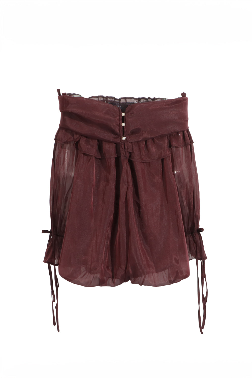 Off-Shoulder Ruffle Trim Top - Burgundy