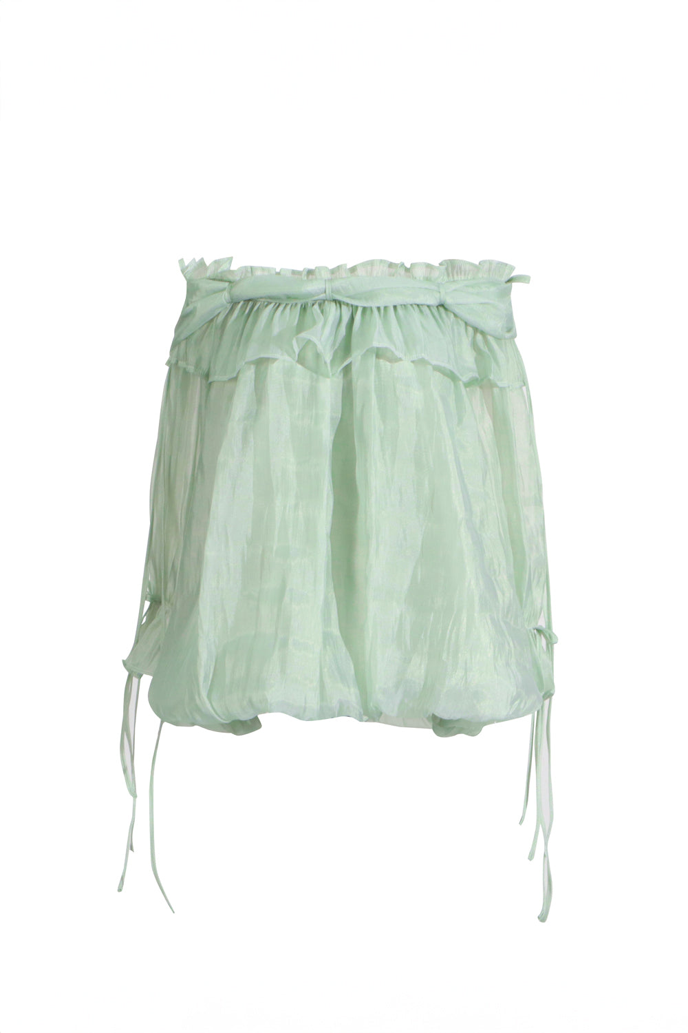 Off-Shoulder Ruffle Trim Top - Mint Green