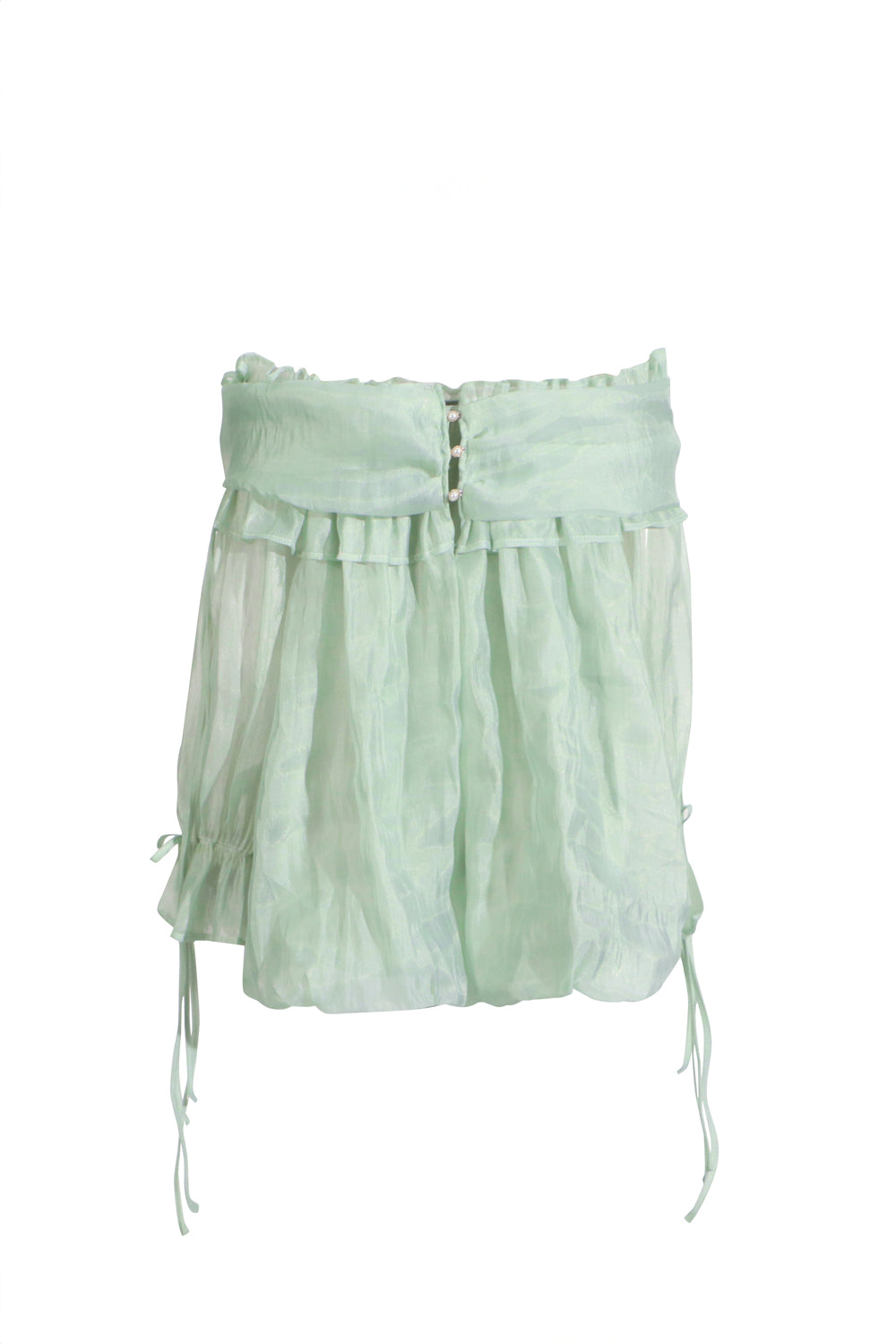 Off-Shoulder Ruffle Trim Top - Mint Green