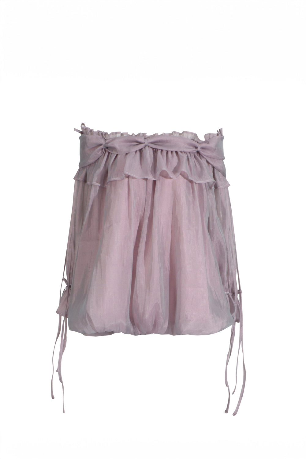 Off-Shoulder Ruffle Trim Top - Purple