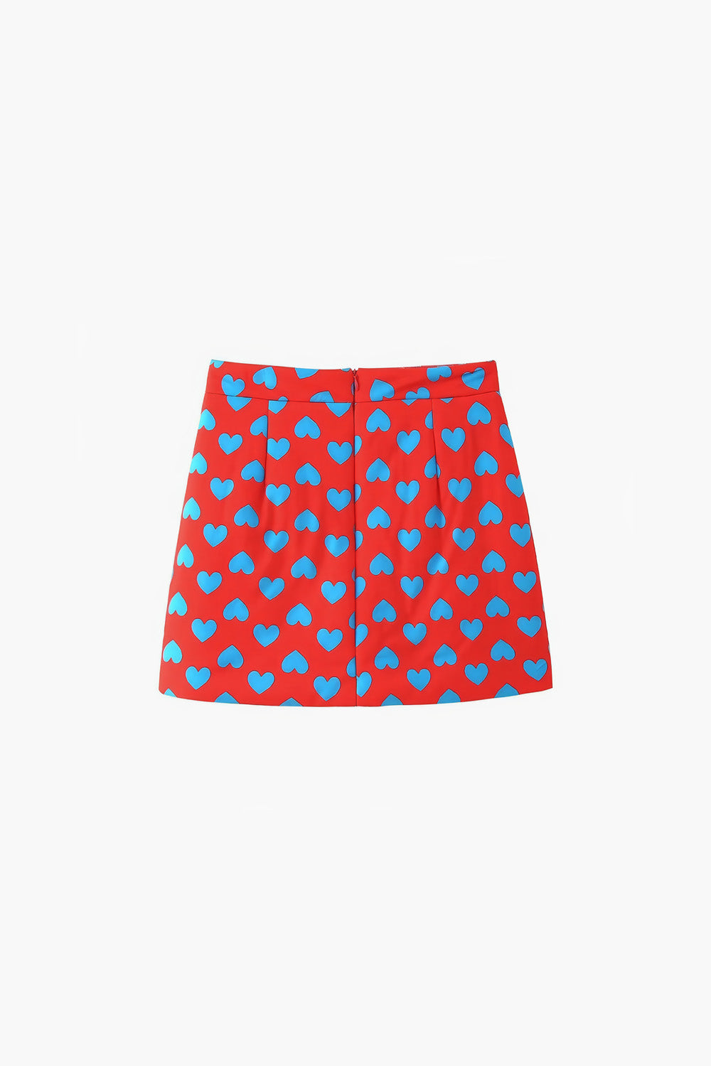 Two-Piece Set with Printed Puffer Jacket and Mini Skirt - Red
