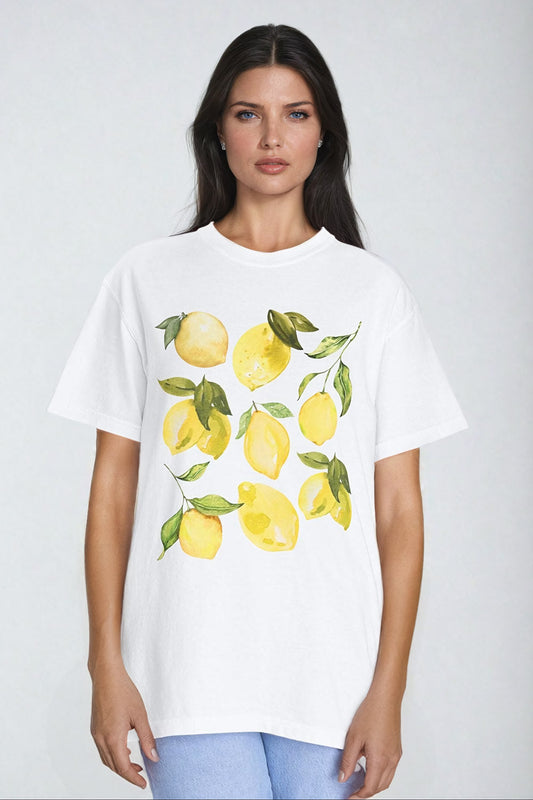 Printed Lemon Graphic T-Shirt - White