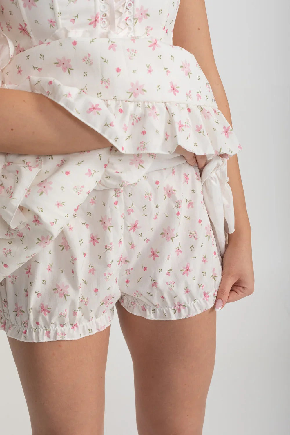 Ruffled Corset Mini Dress with Hidden Shorts - Pink