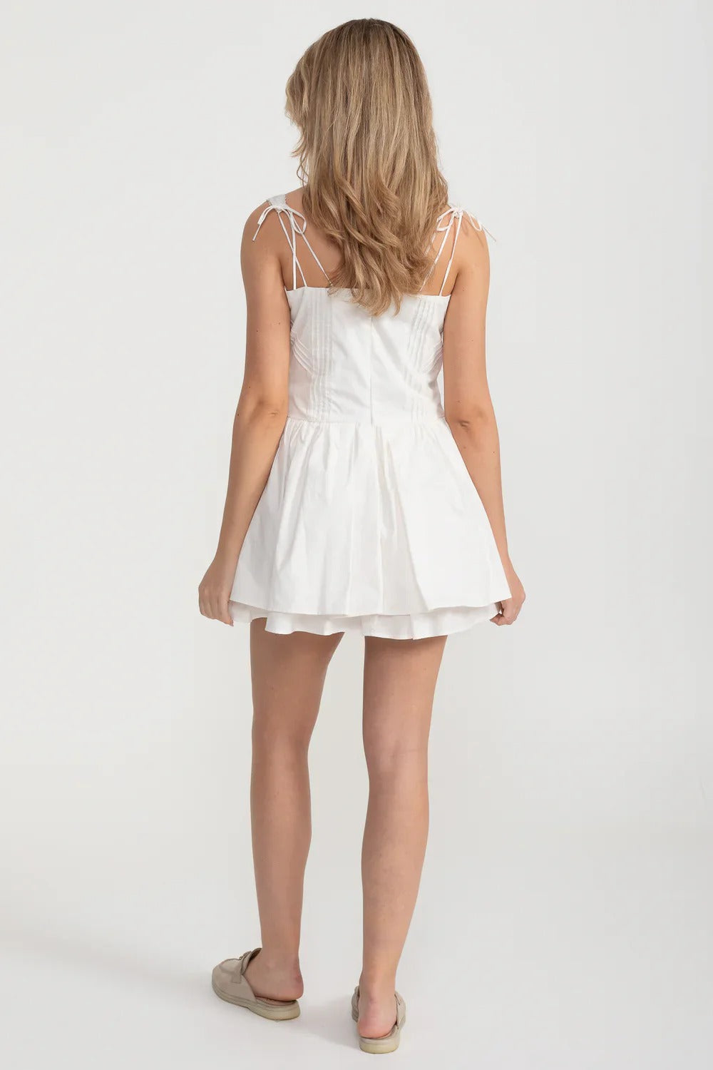 Corset Mini Dress with Lace-Up Front - White