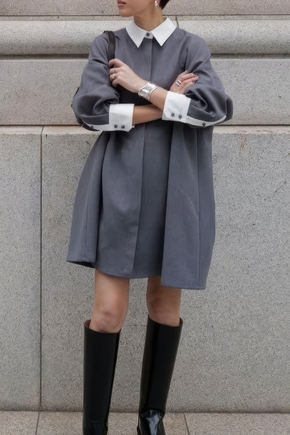 Oversized Longsleeve Mini Dress - Black