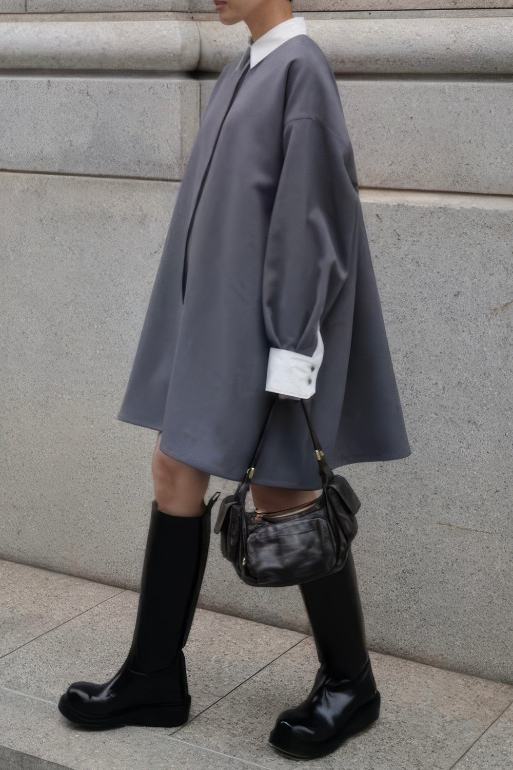 Oversized Longsleeve Mini Dress - Black