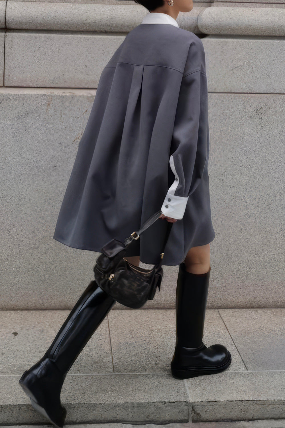 Oversized Longsleeve Mini Dress - Black