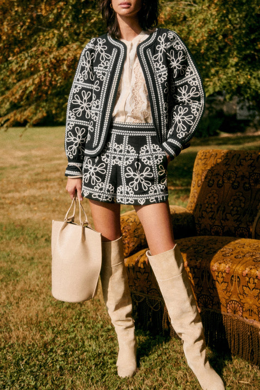 Printed Floral Blazer and Shorts Co-Ord Set