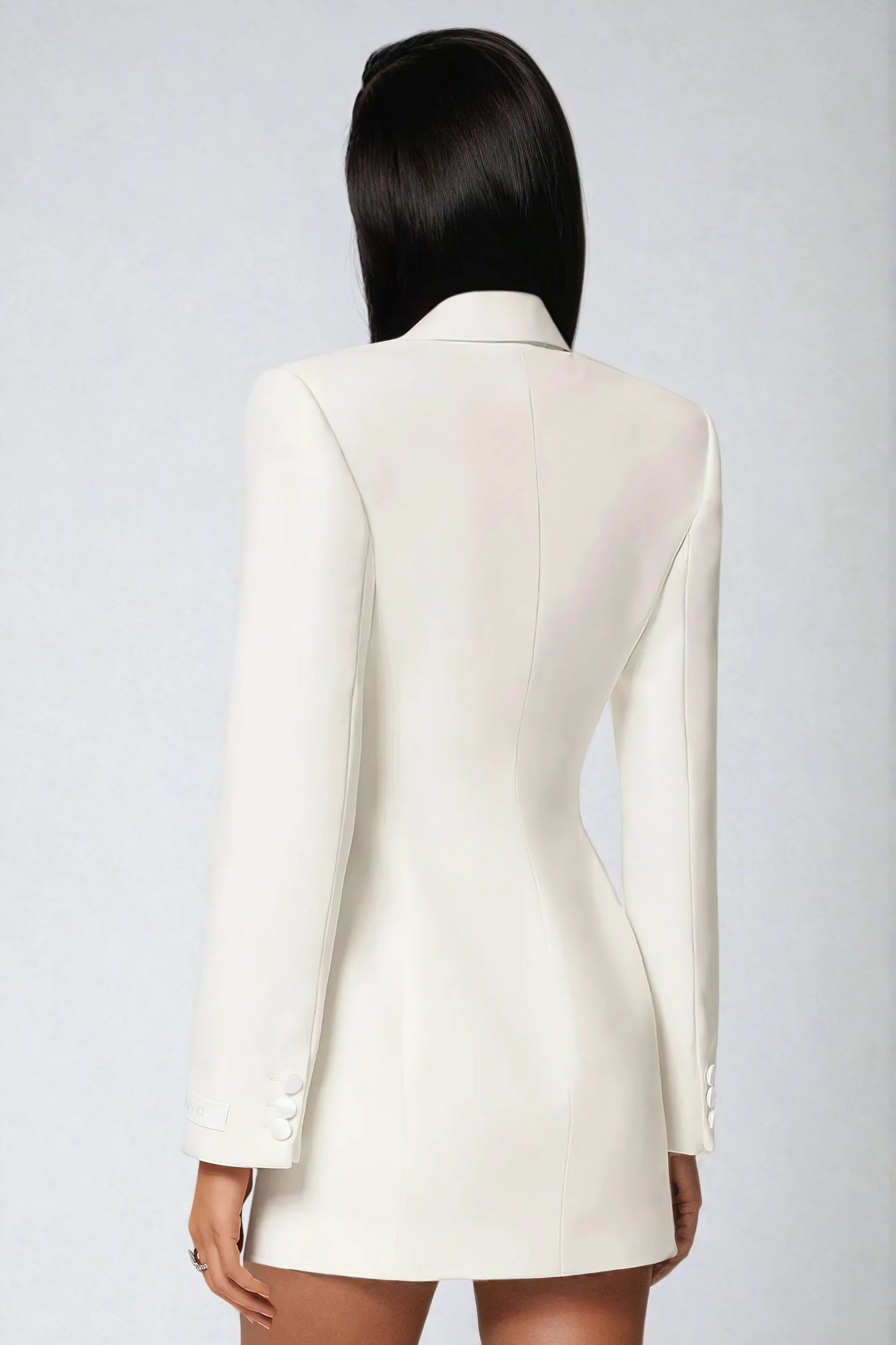 Structured Blazer-Style Mini Dress - White