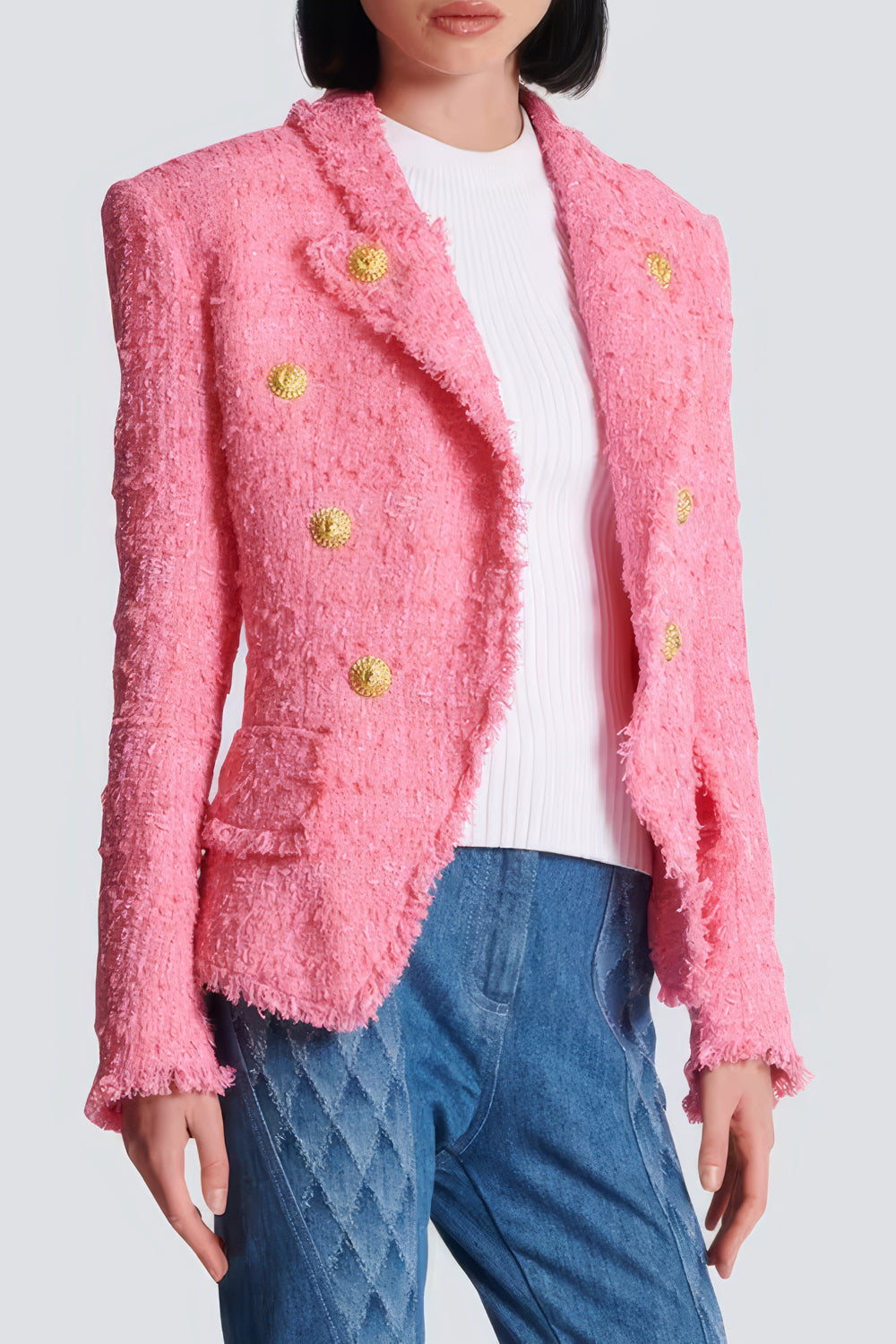 Textured Double-Breasted Blazer