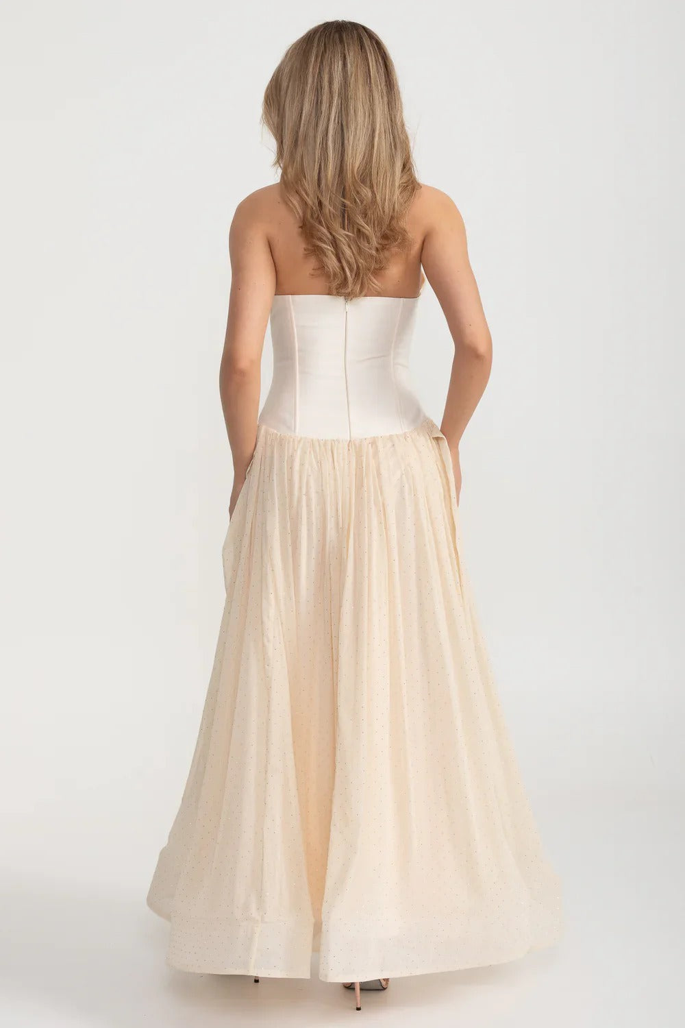Halter Corset Gown with Tulle Skirt - Ivoire
