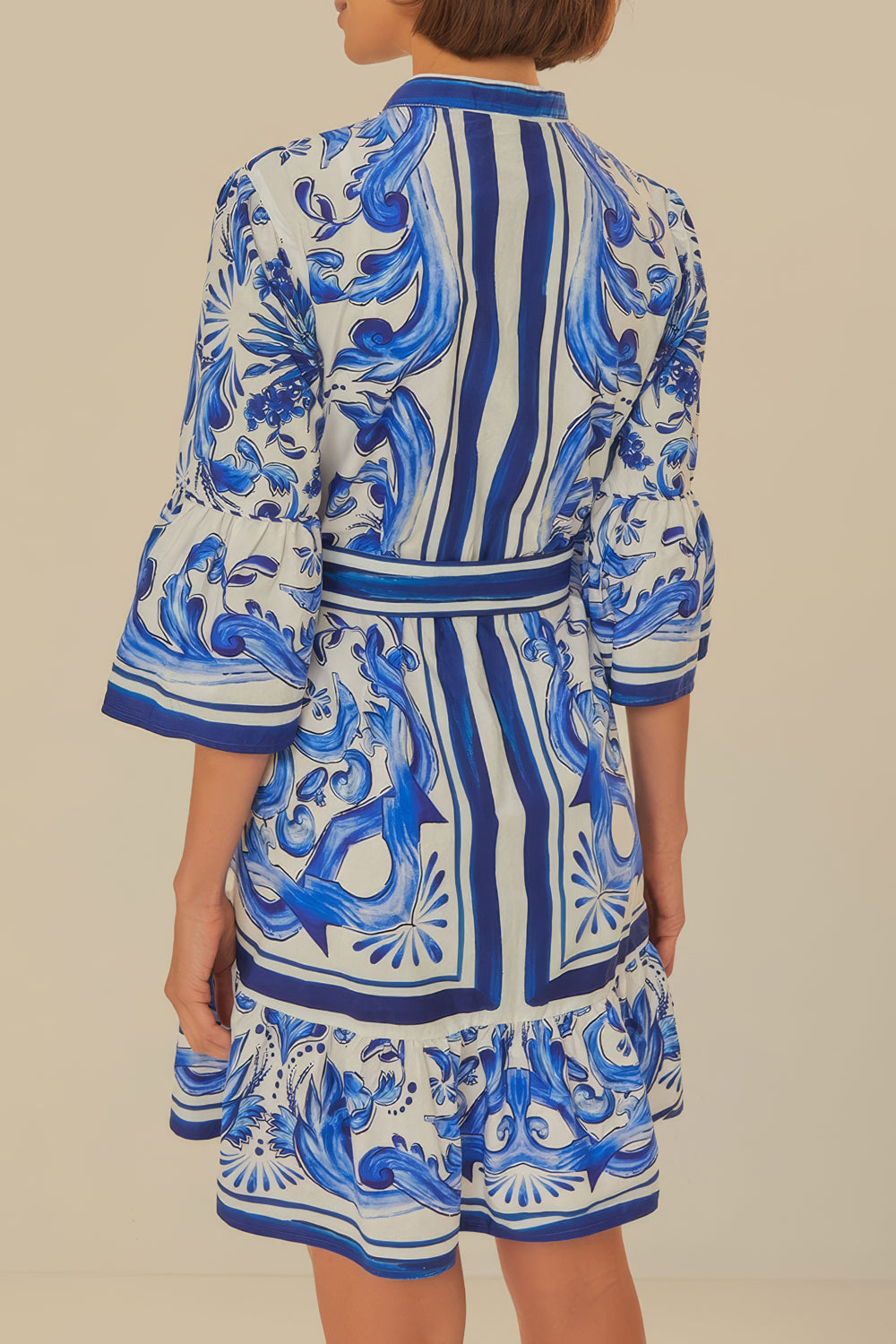 Patterned Mini Dress with Belt
