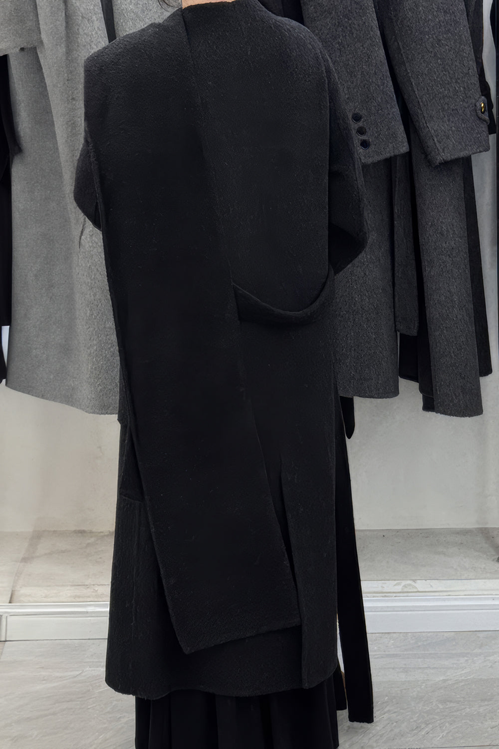 Wrap Double-Breasted Coat with Shawl Lapel