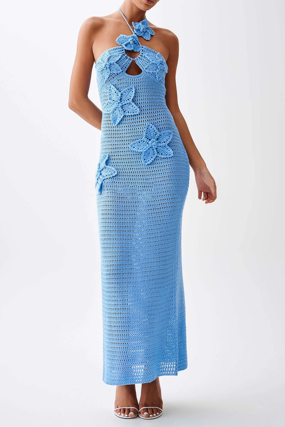 Floral Embellished Crochet Maxi Dress Cover-Up