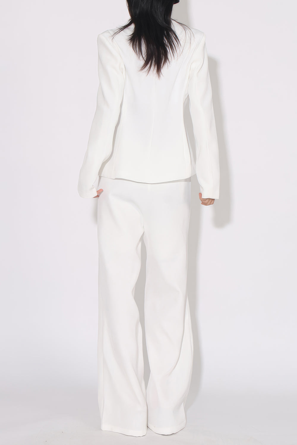 Two-Piece Set with Rose Accent Blazer and High-Waisted Trousers