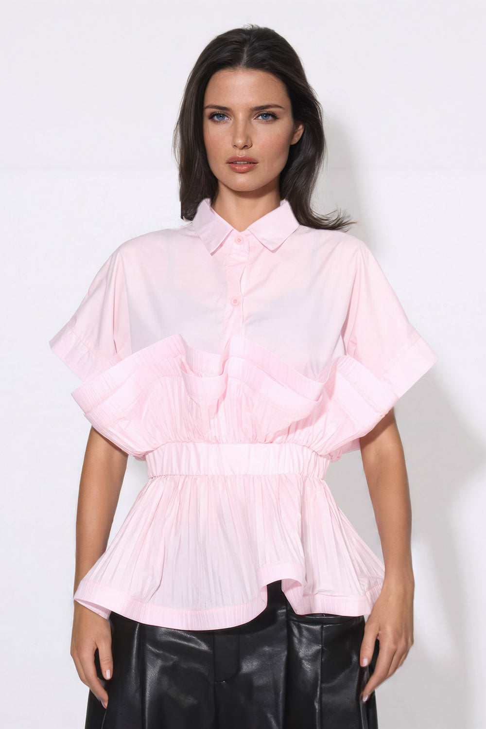 Sophisticated Ruffle Accent Shirt - Pink