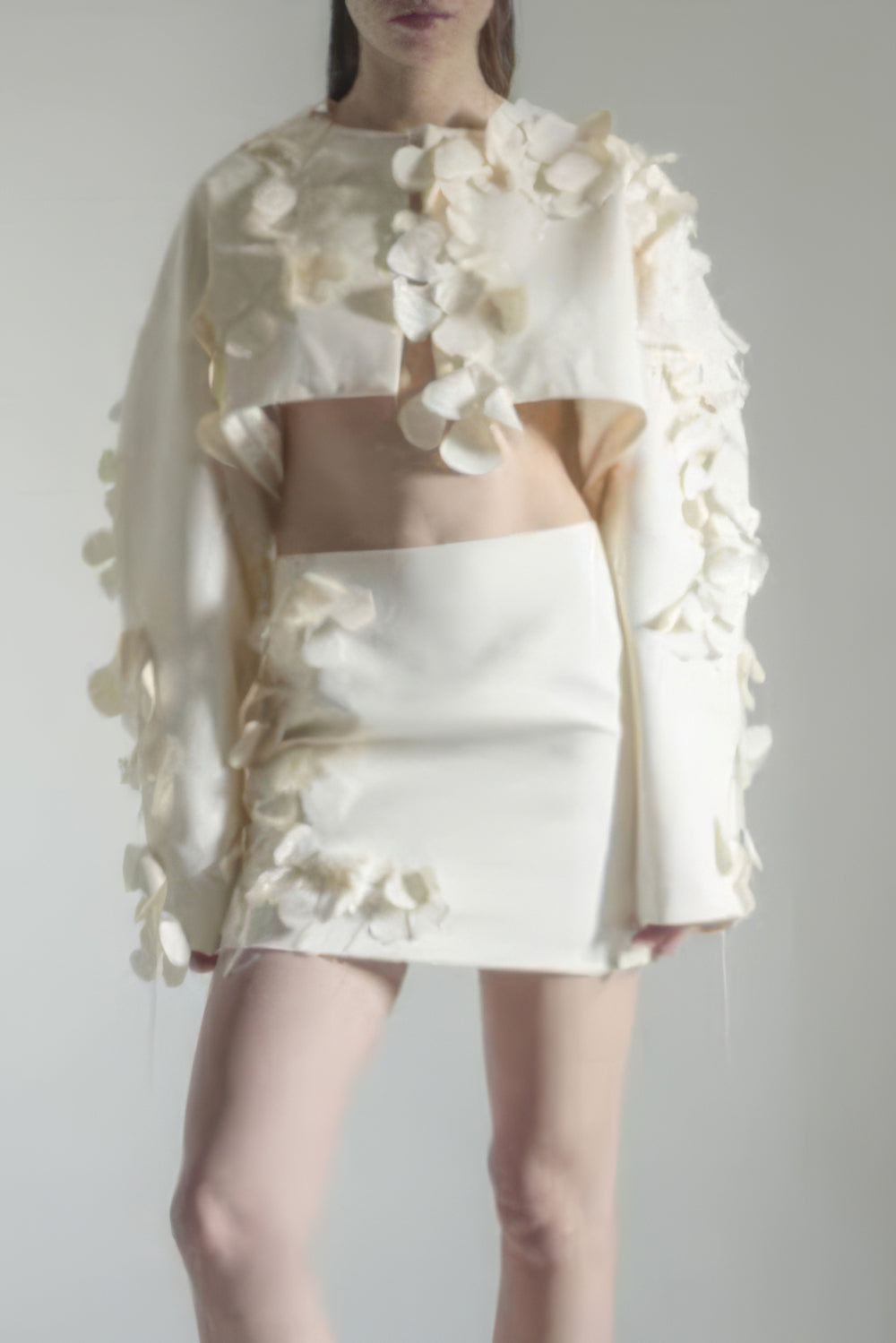 Two-Piece Set with 3D Floral Detail Top and Skirt