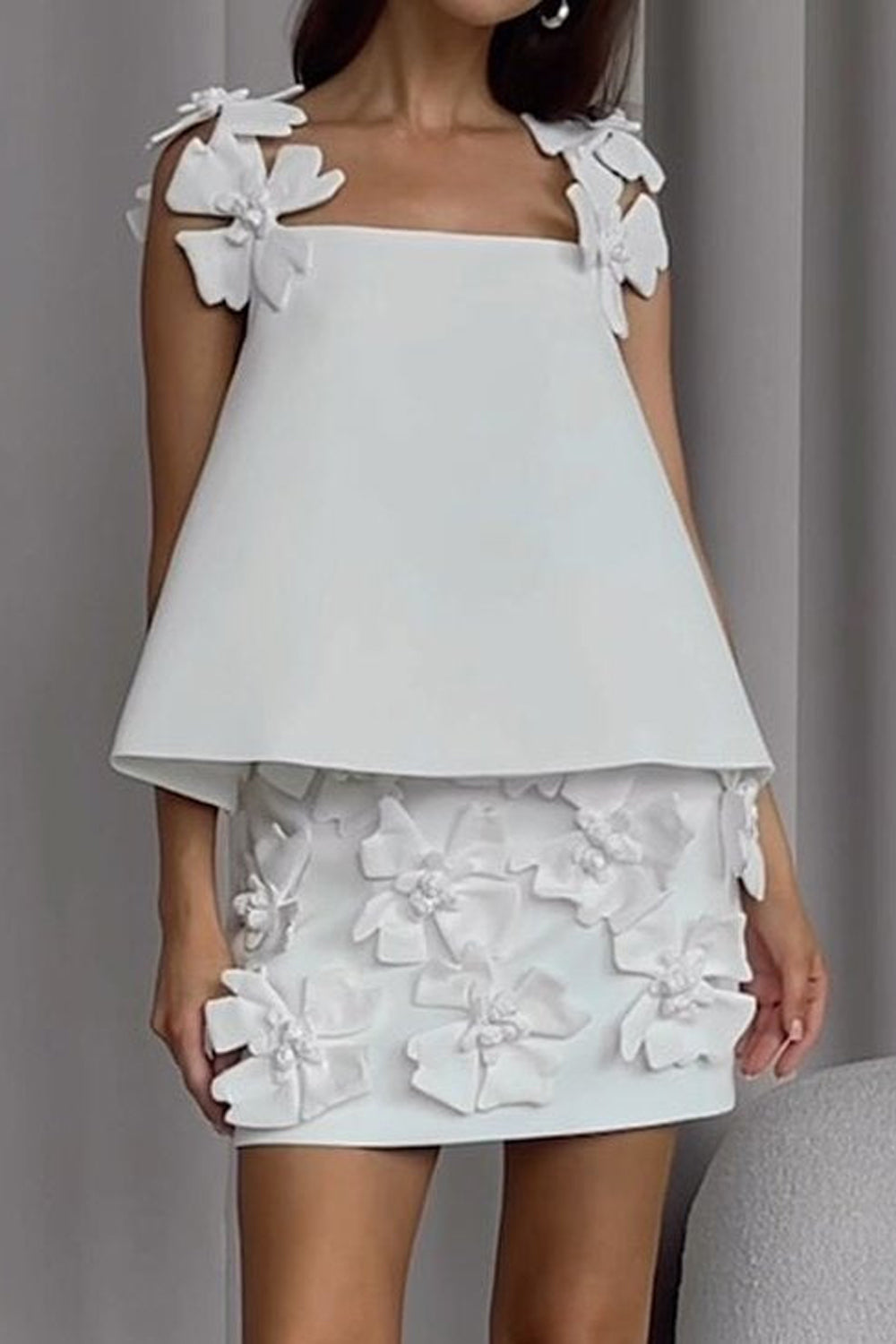 Floral Embellished Top and Skirt Co-Ord Set
