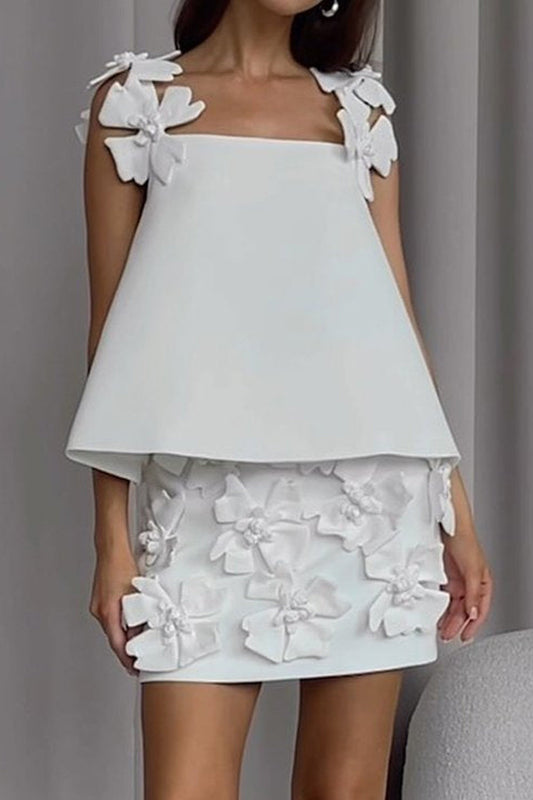 Floral Embellished Top and Skirt Co-Ord Set