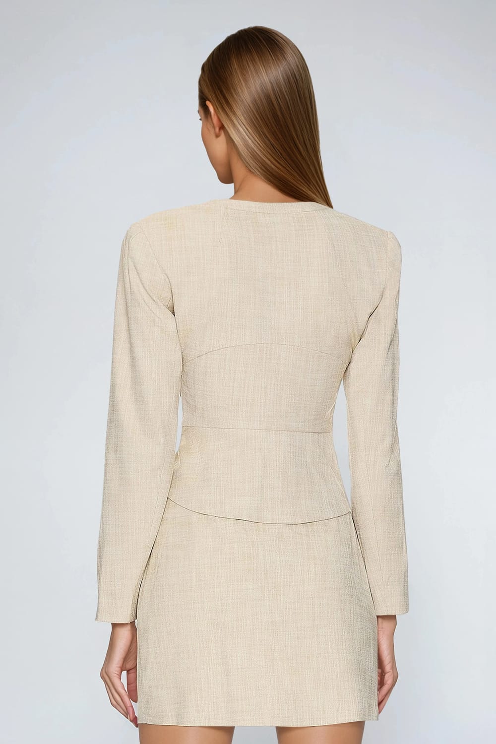 Two-Piece Set with Cut-Out Top and Mini Skirt - Apricot