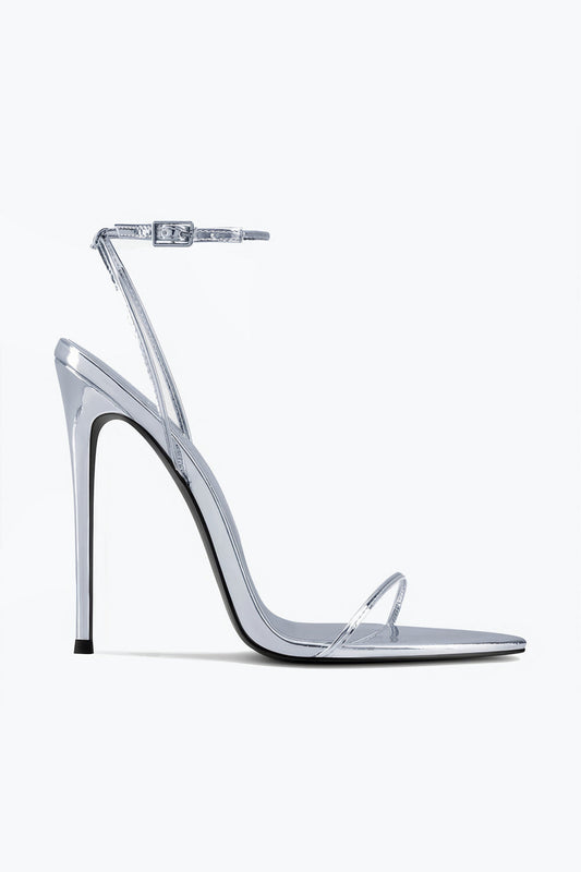 Minimal Strap High Heel Sandals - Silver