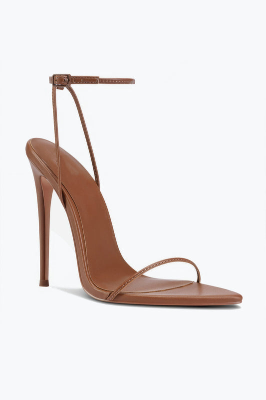 Minimal Strap High Heel Sandals - Brown
