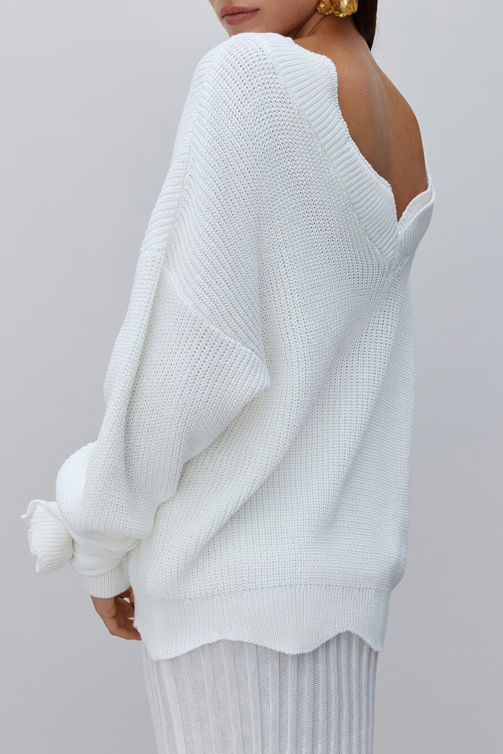 Two-Piece Set with Oversized Sweater and Pleated Mini Skirt