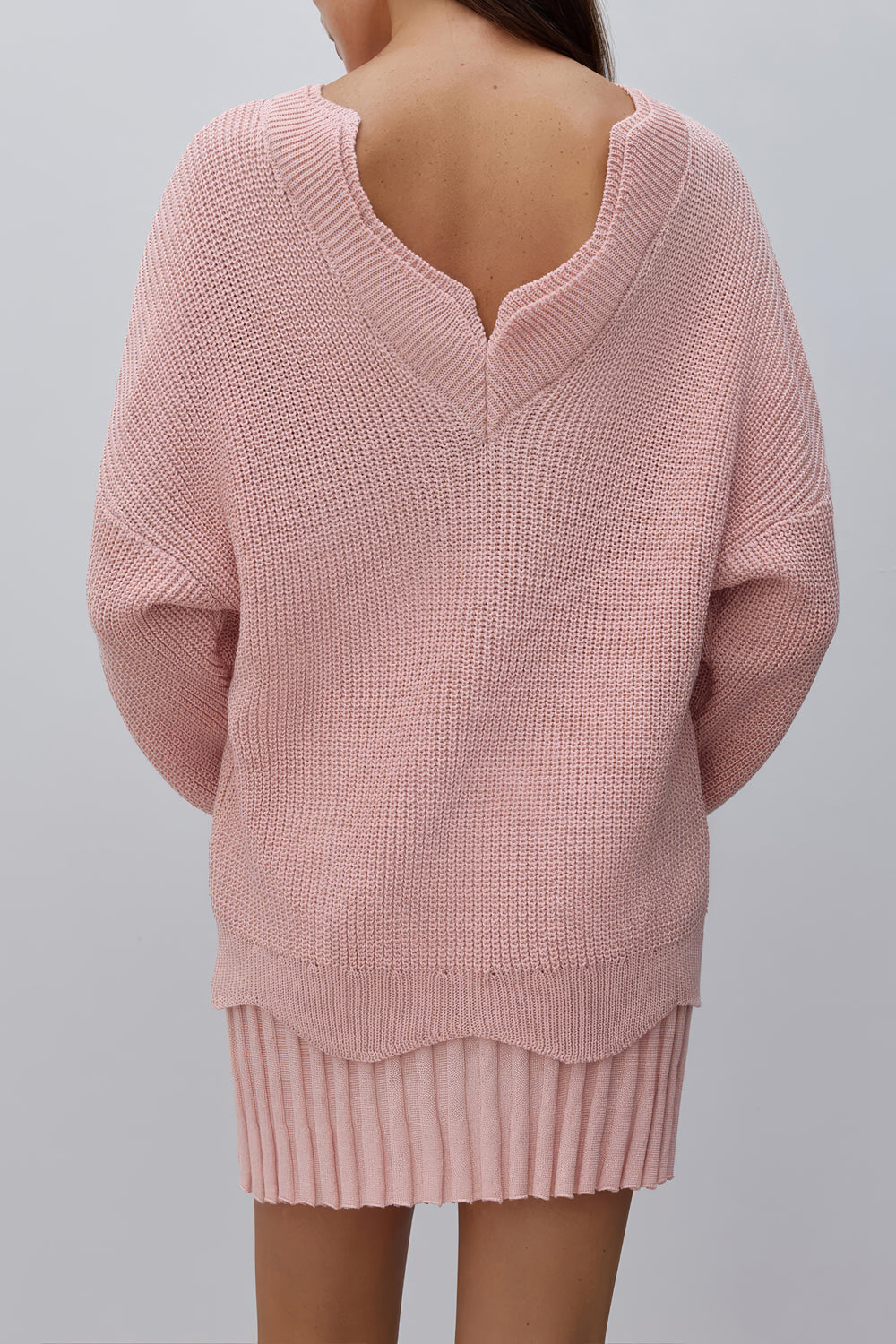 Two-Piece Set with Oversized Sweater and Pleated Mini Skirt