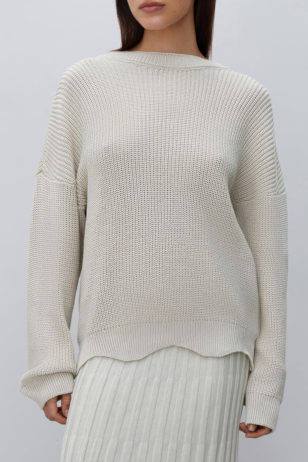 Two-Piece Set with Oversized Sweater and Pleated Mini Skirt