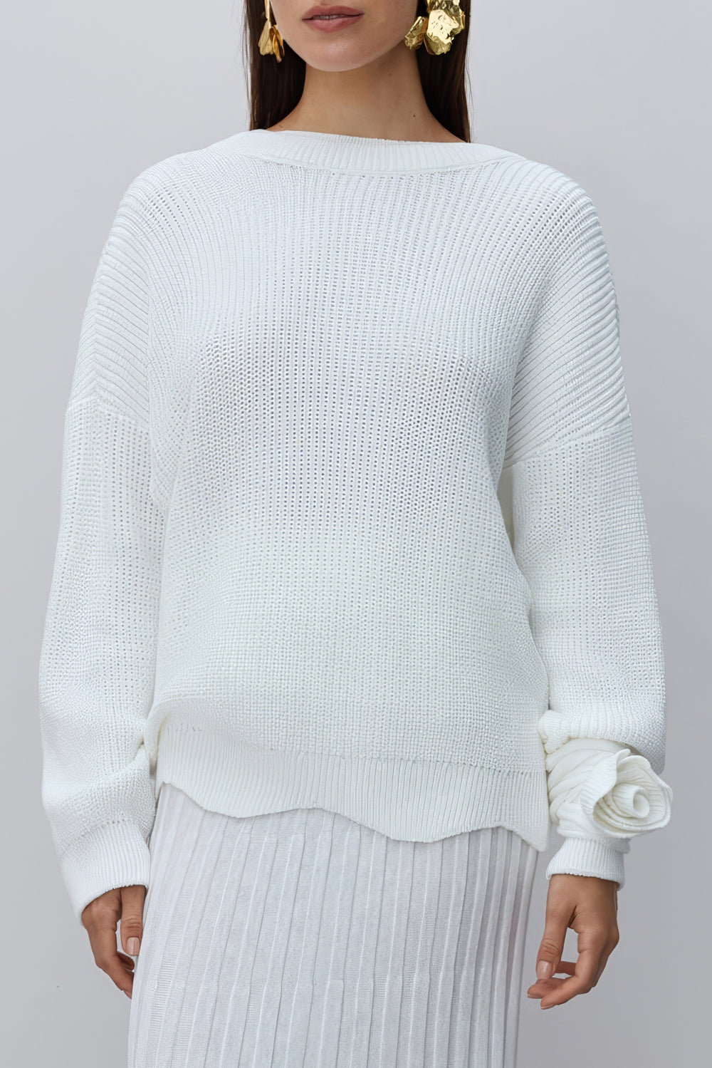 Two-Piece Set with Oversized Sweater and Pleated Mini Skirt