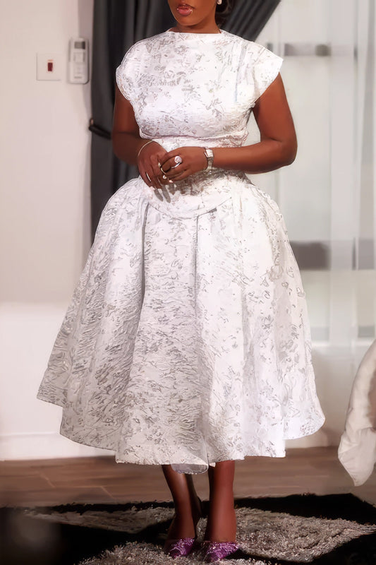 Midi Dress with Corset Back and Cap Sleeves