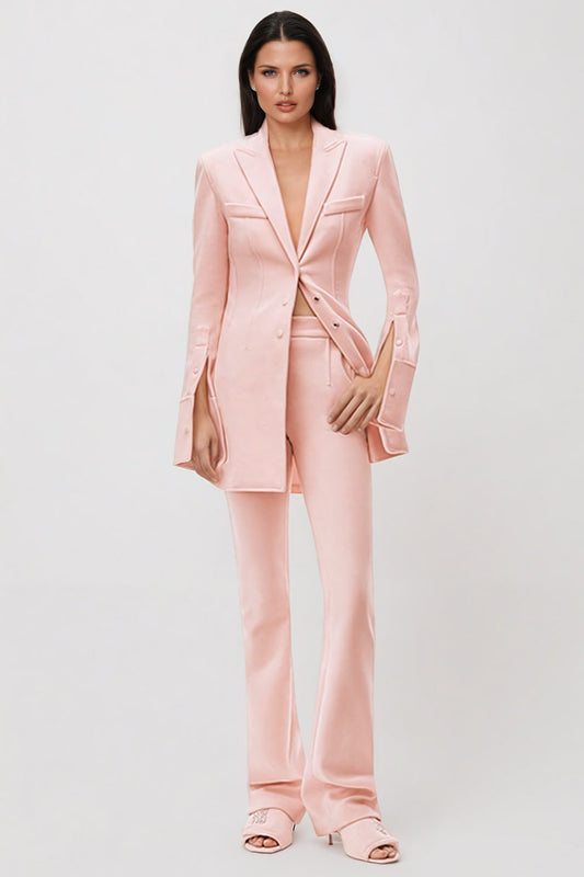 Two-Piece Set with Tailored Blazer and Flared Trousers
