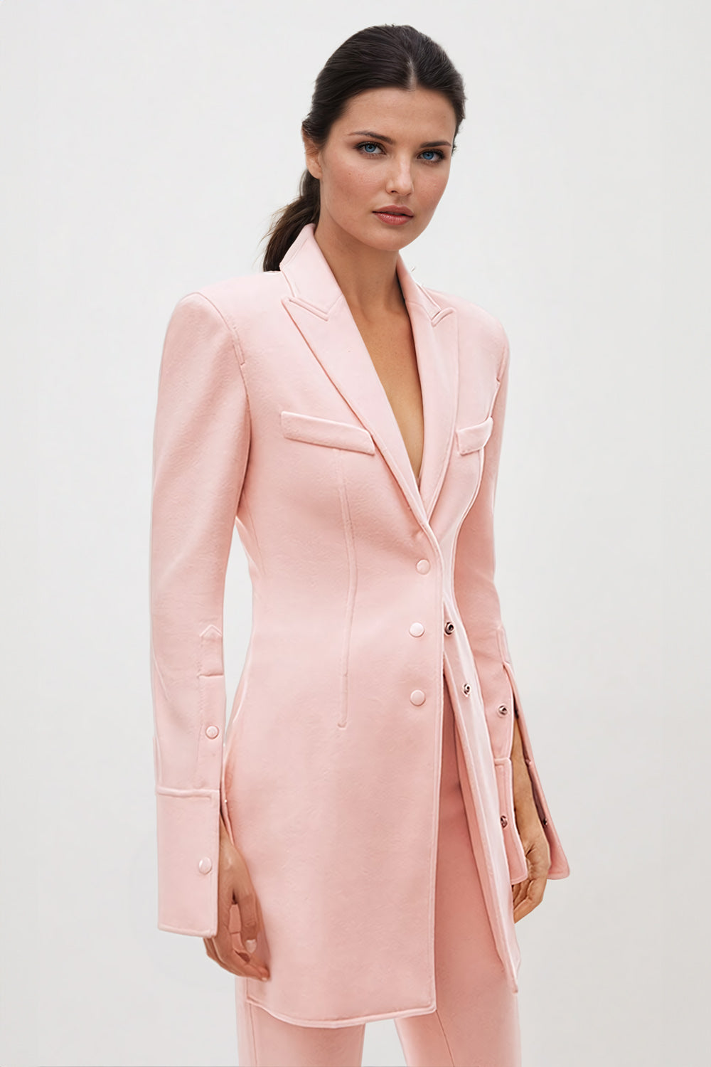 Two-Piece Set with Tailored Blazer and Flared Trousers