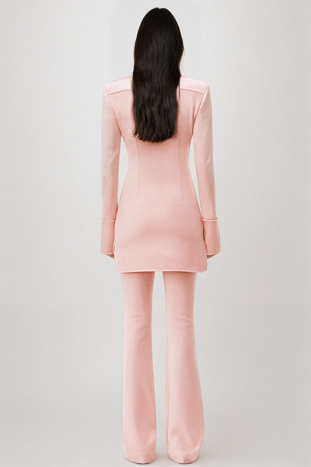 Two-Piece Set with Tailored Blazer and Flared Trousers