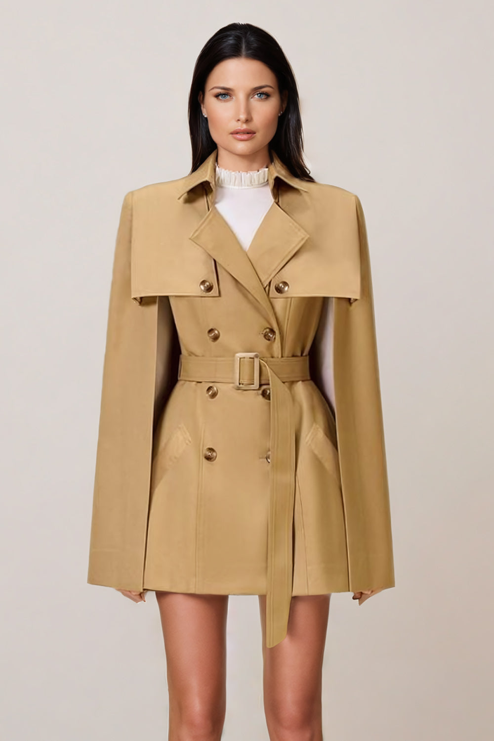 Structured Cape Blazer with Belt Detail