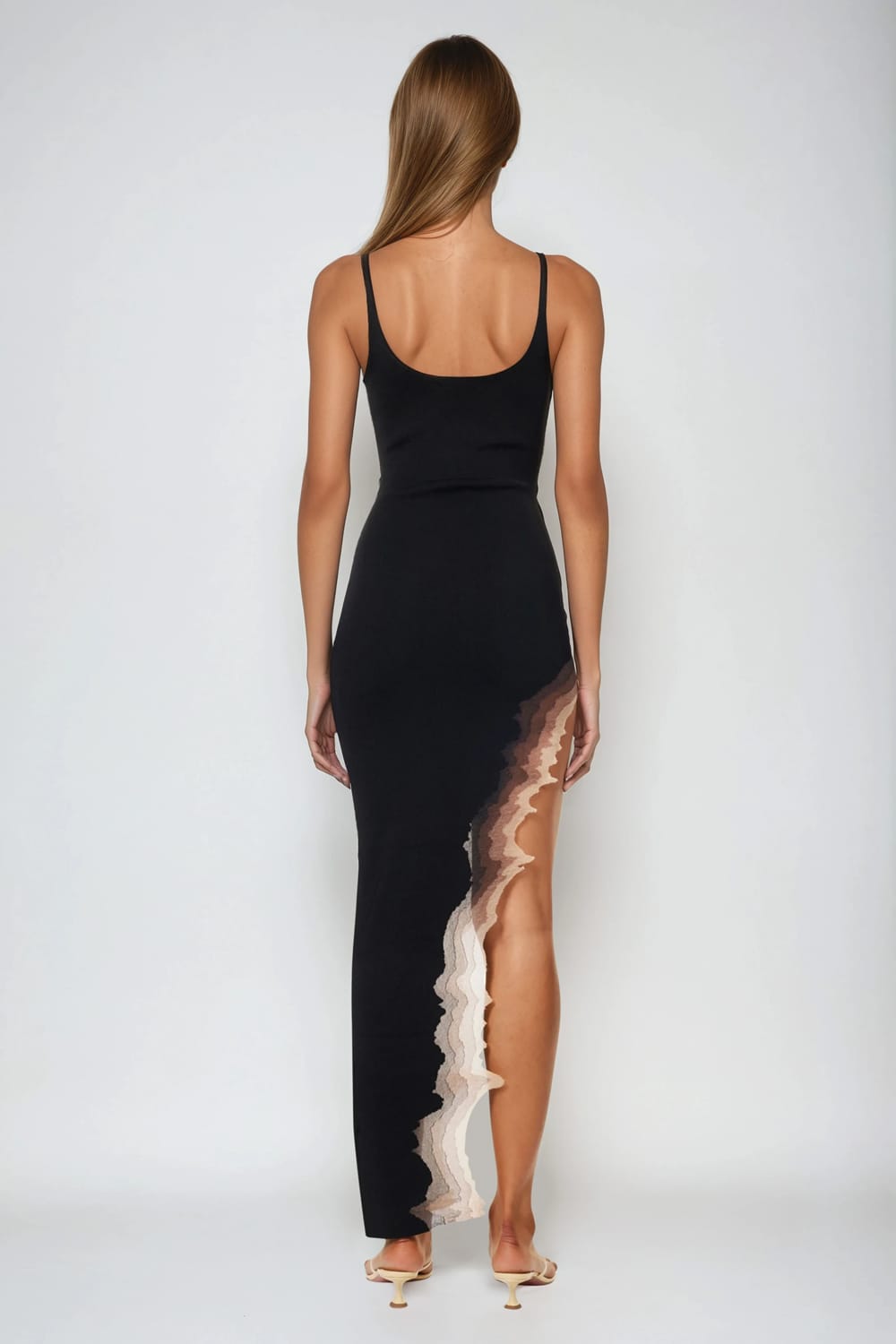 Asymmetrical Cut-Out Maxi Dress - Black