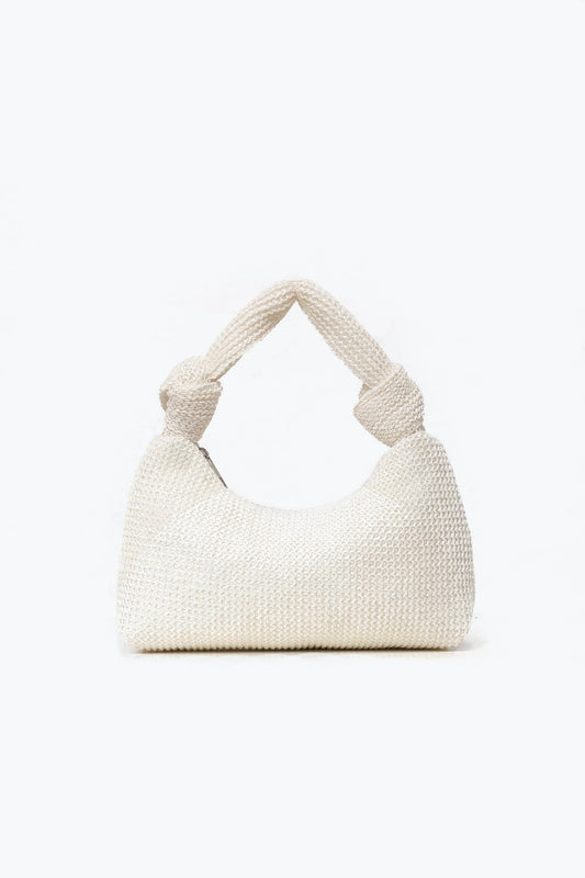 Woven Shoulder Bag with Knotted Strap