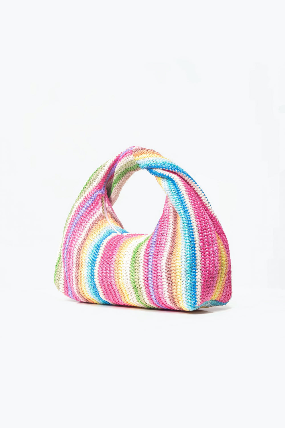 Multicolor Knotted Handle Woven Bag