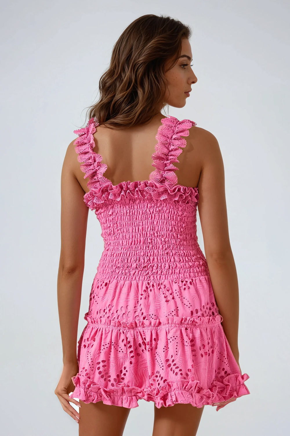 Ruffle Strap Mini Dress - Pink