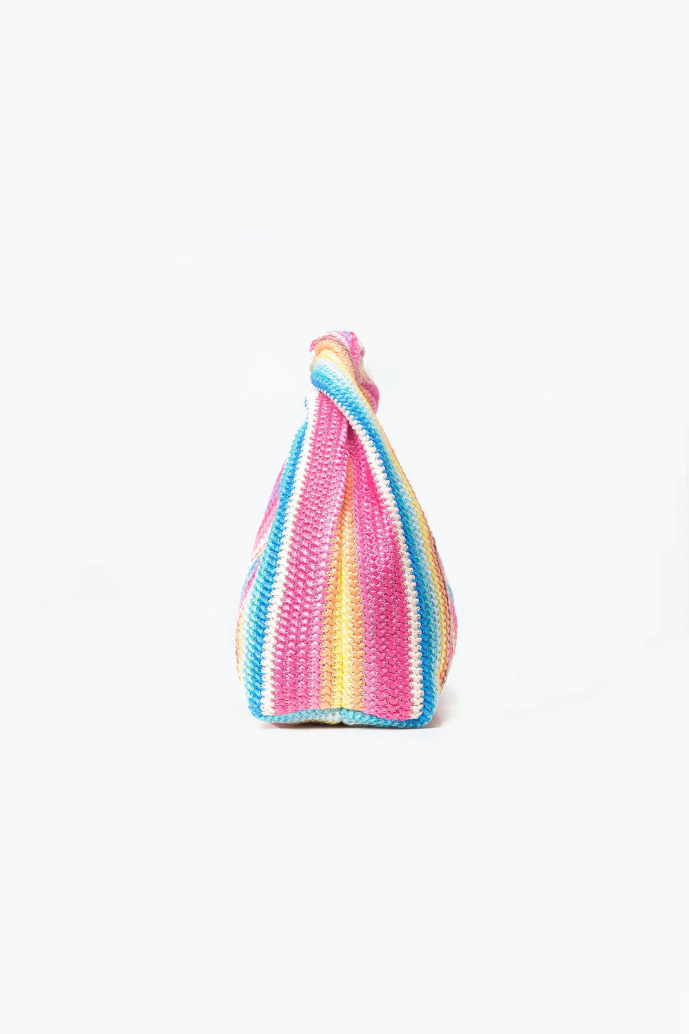 Multicolor Knotted Handle Woven Bag