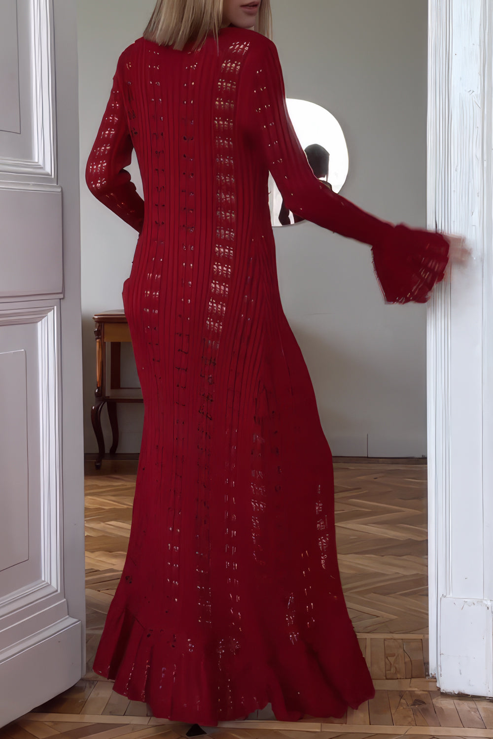 Crochet Maxi Dress with Flared Sleeves