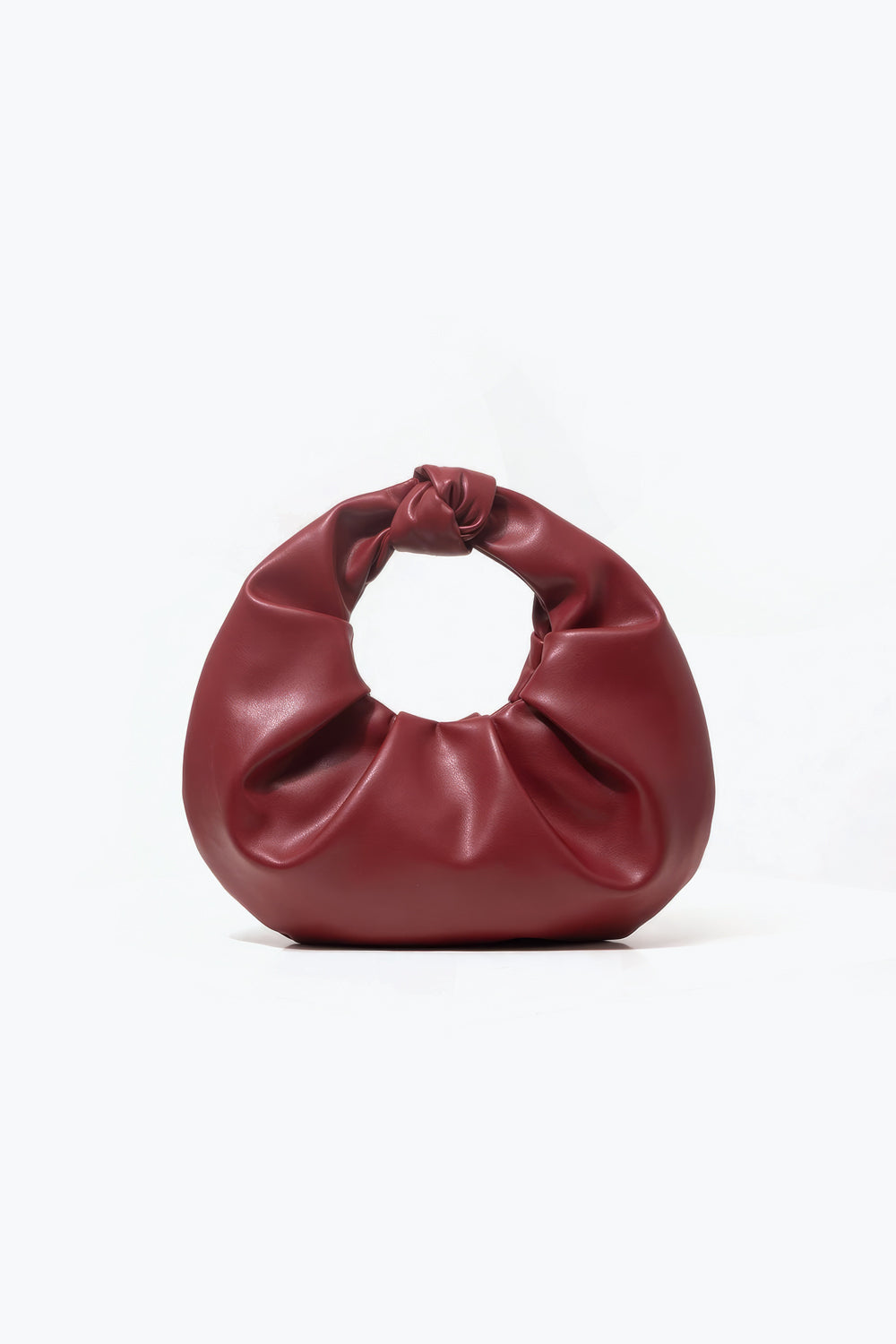 Round Knot Handle Bag with Soft Ruched Design