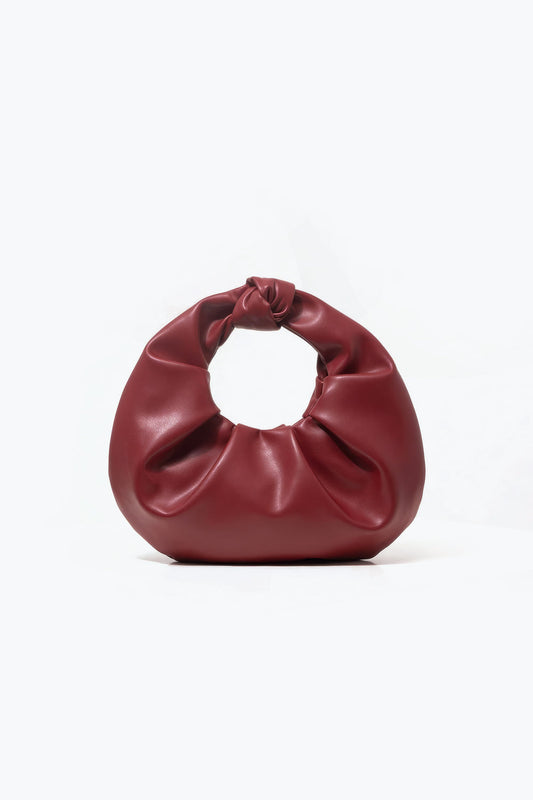 Round Knot Handle Bag with Soft Ruched Design