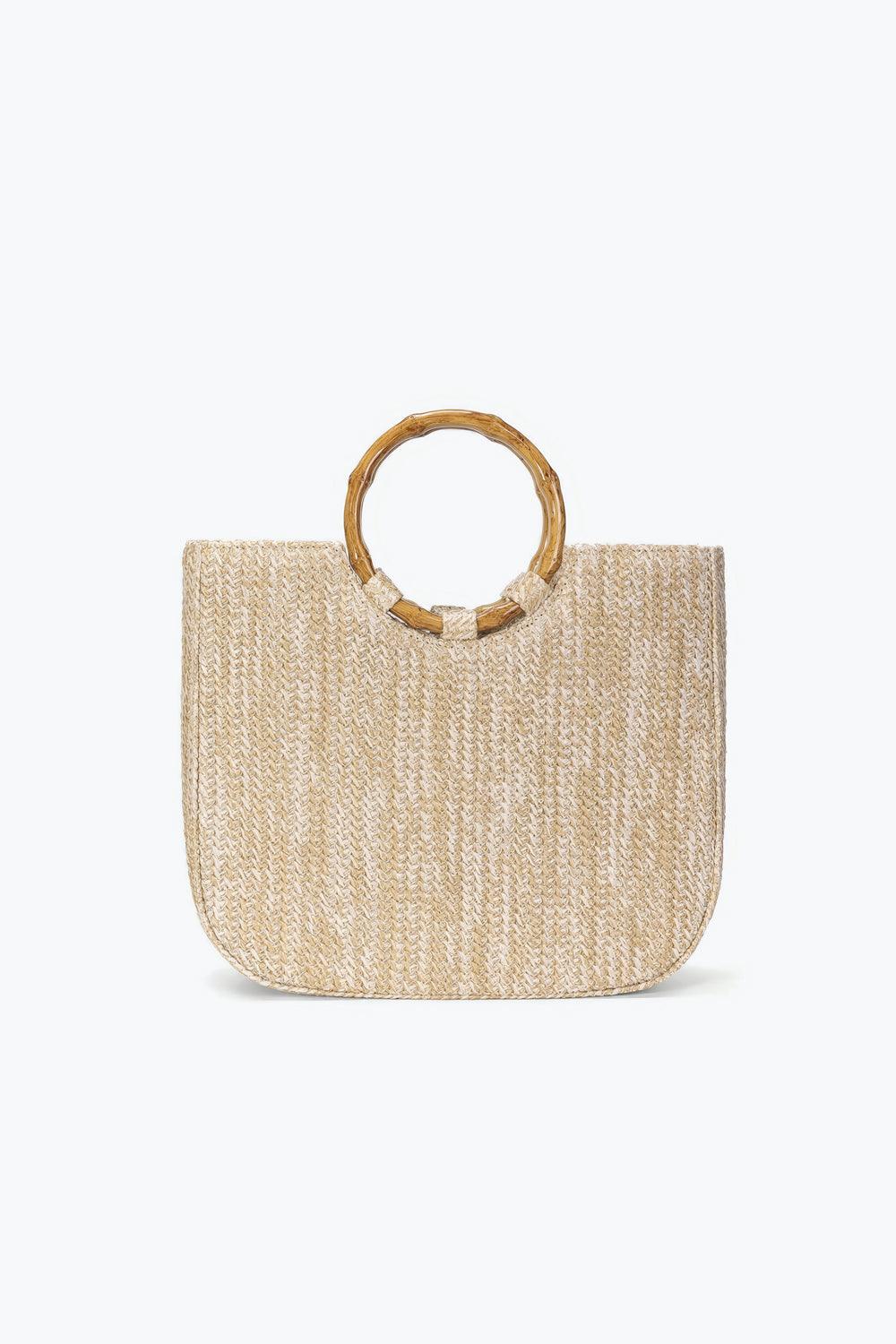 Woven Bag with Bamboo Round Handles