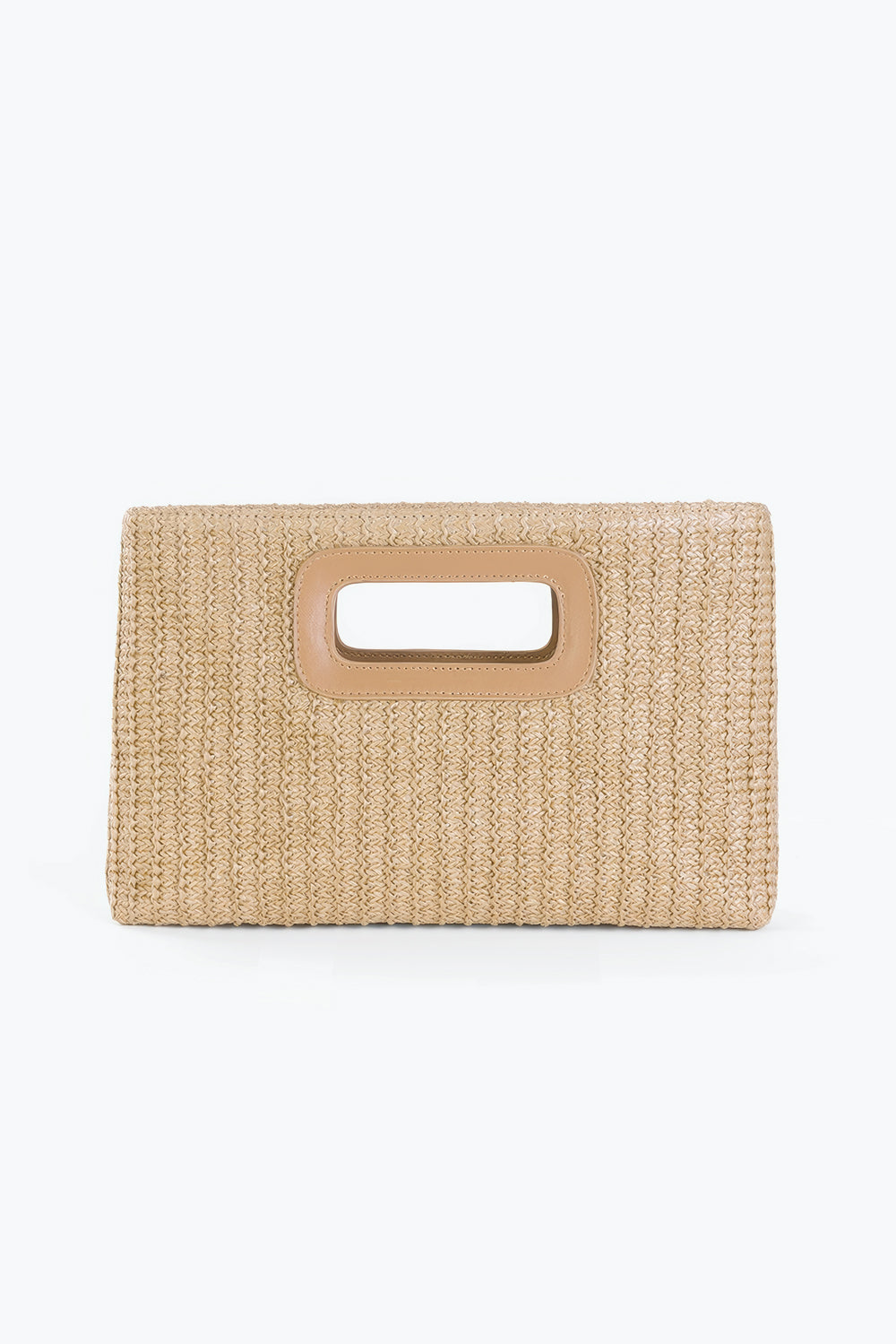 Woven Rectangular Handbag with Cutout Handle and Chain Strap – Missime