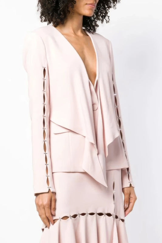 Cut-Out Sleeve Belted Blazer