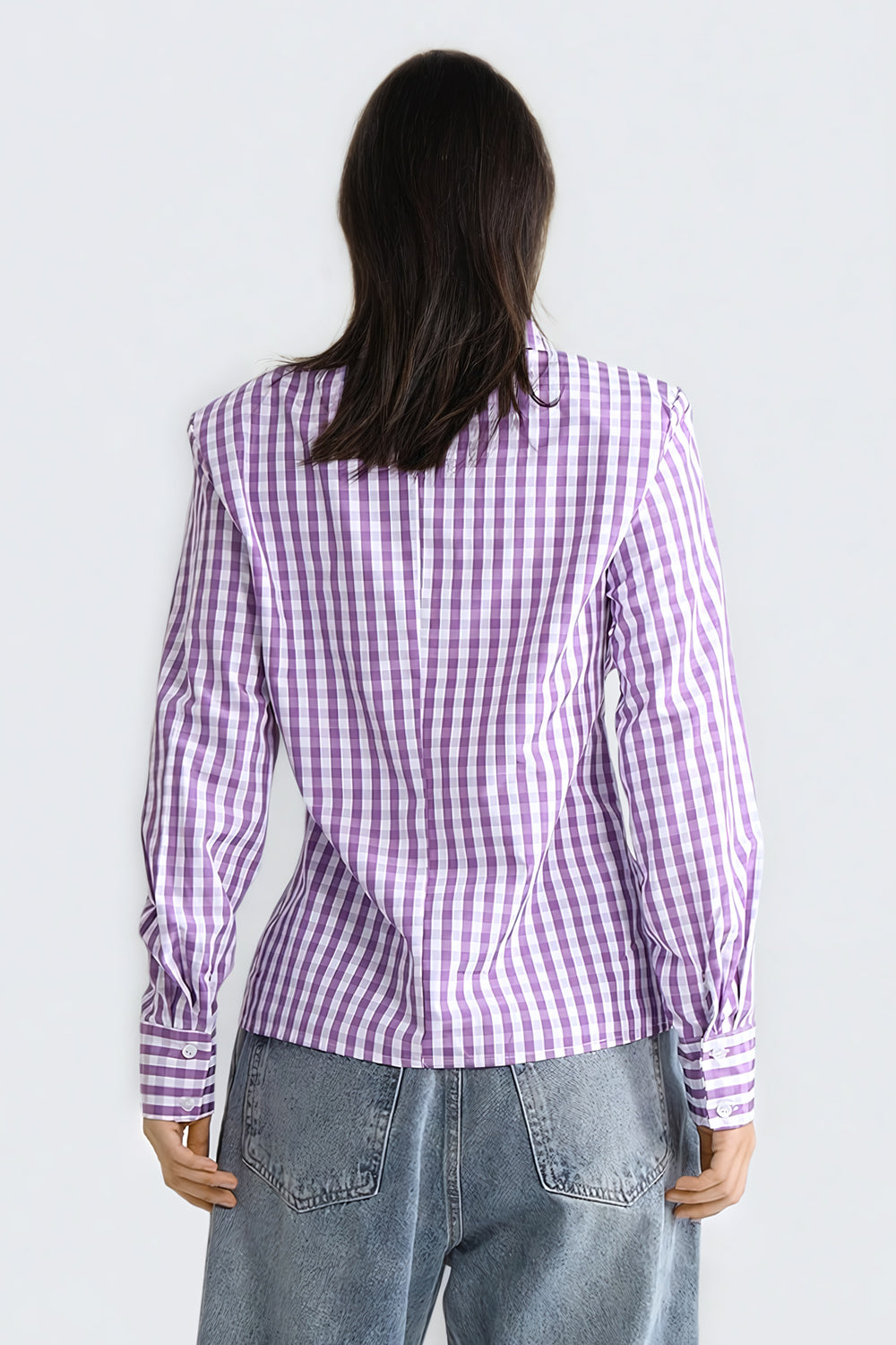 Floral Embellished Button-Down Shirt with Tie Detail - Purple