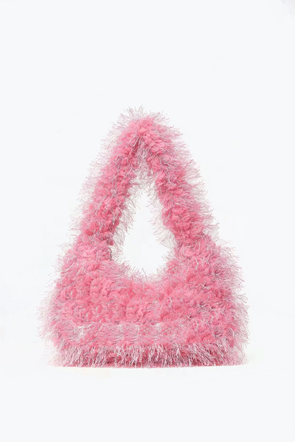 Fluffy Textured Shoulder Bag with Metallic Fibers